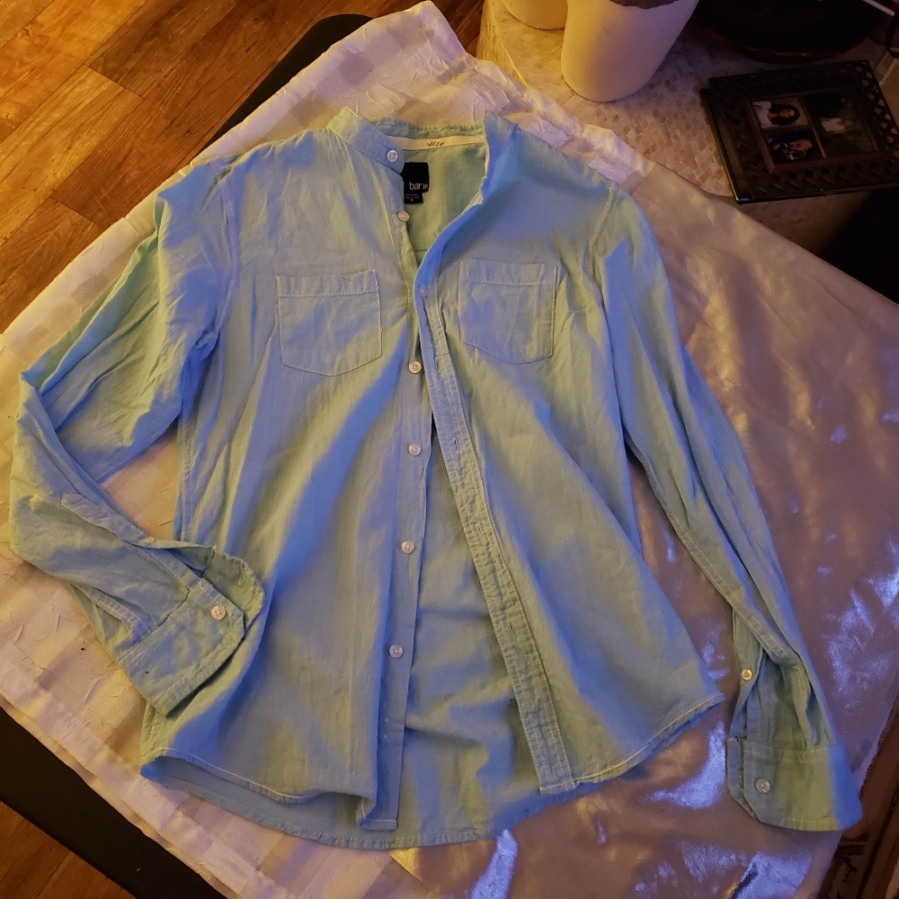 BAR III COOL & CLEAN BUTTON DOWN LONG SLEEVE 2- POCKET SHIRT TOP SMALL